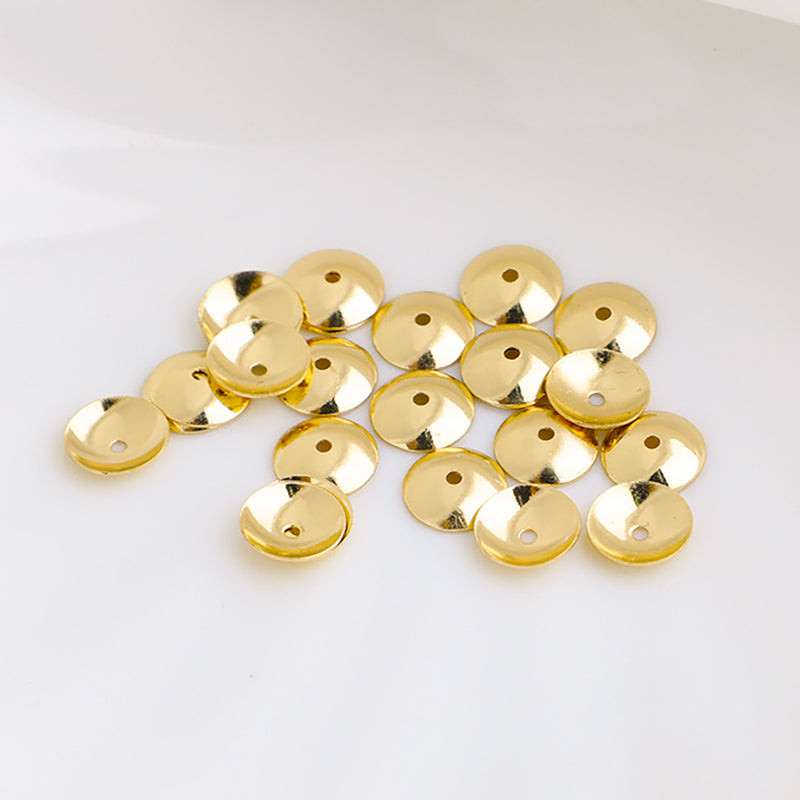 🛸[E363] 18K Gold Plated Brass Smooth Bead Caps