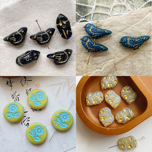 🏛️[B143] Vintage Glass Beads Charms