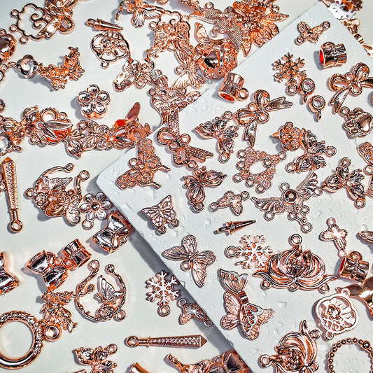 [E107] Rose Gold Alloy Charm Mix