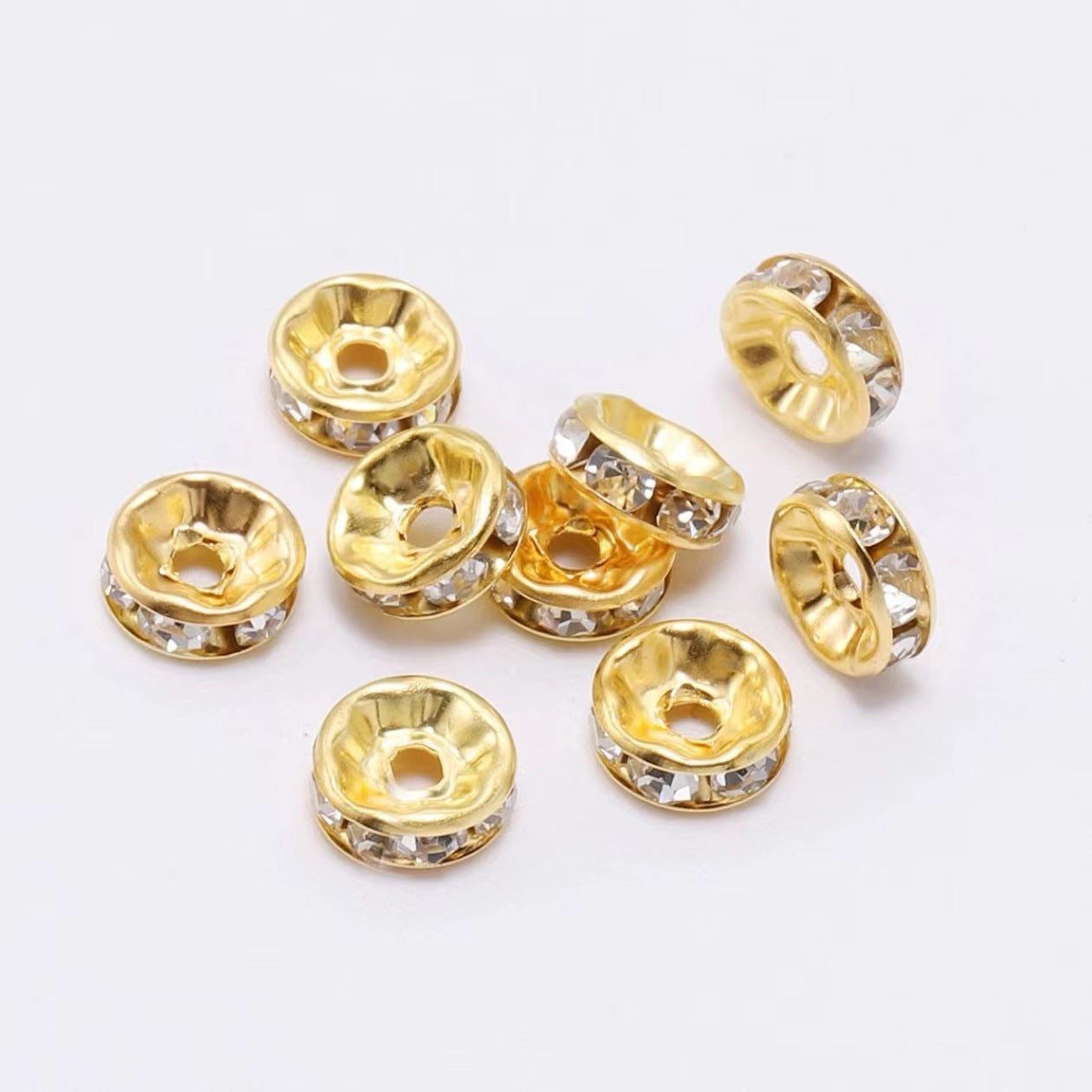 New!🆕[E140] Rhinestione-embellished Rondelle Spacers