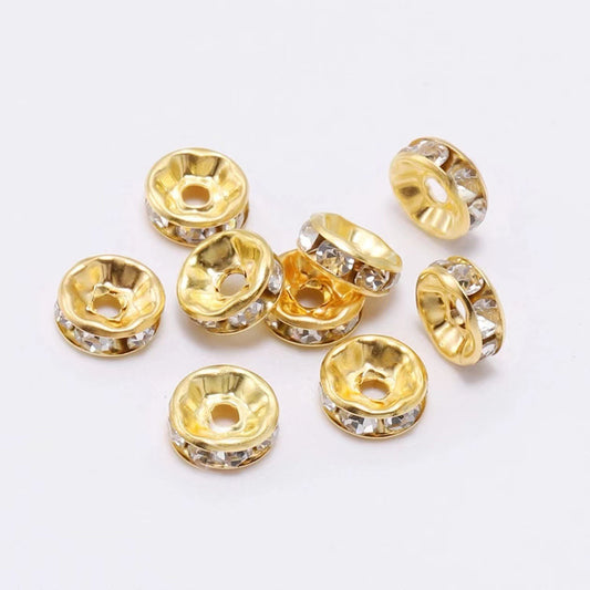 New!🆕[E140] Rhinestione-embellished Rondelle Spacers