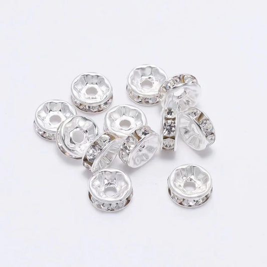 New!🆕[E140] Rhinestione-embellished Rondelle Spacers