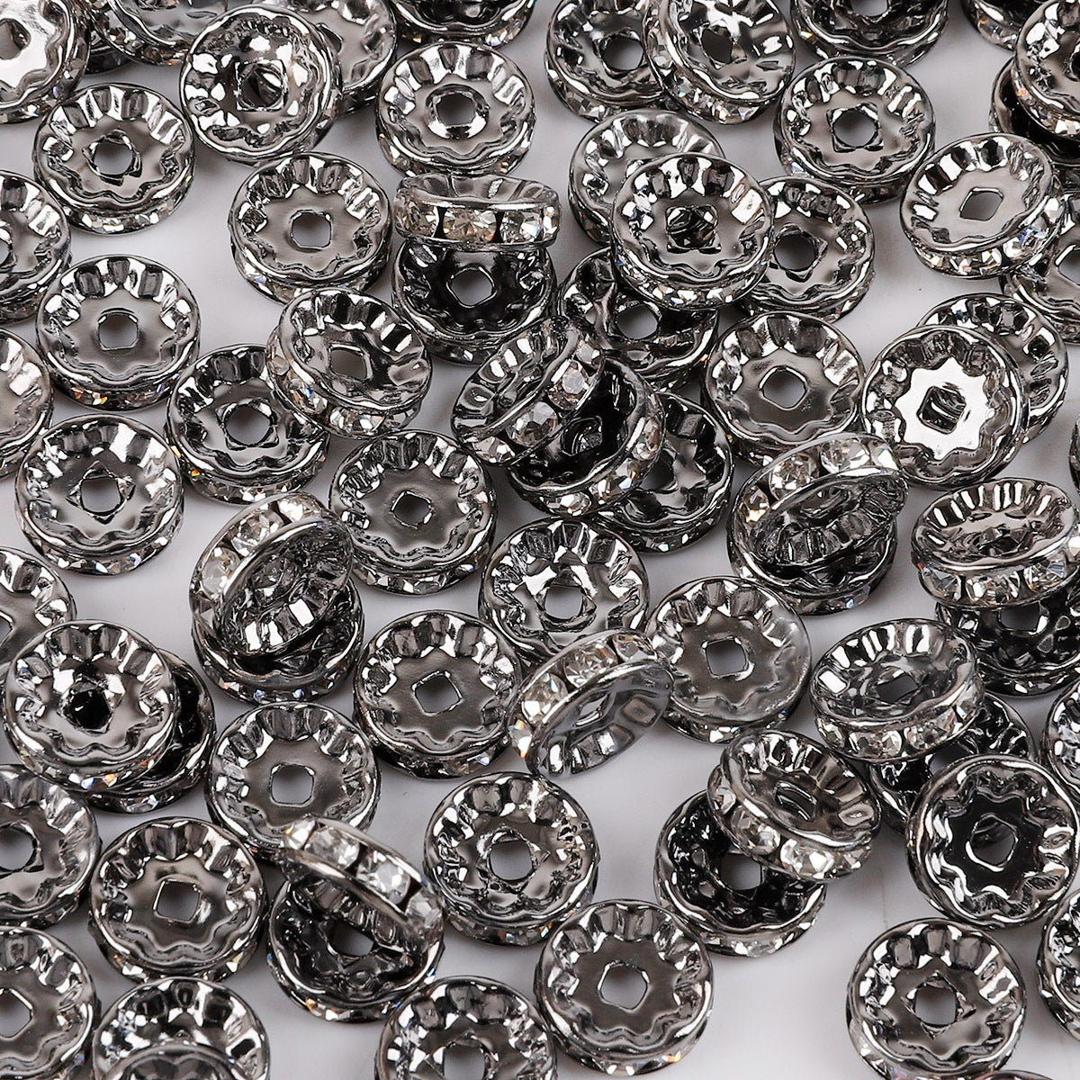 New!🆕[E140] Rhinestione-embellished Rondelle Spacers