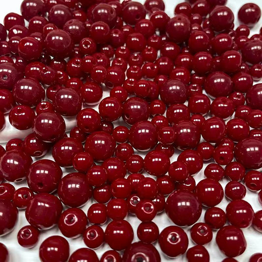 🔴[B154] 6-10mm Solid Dark Red Glass Beads