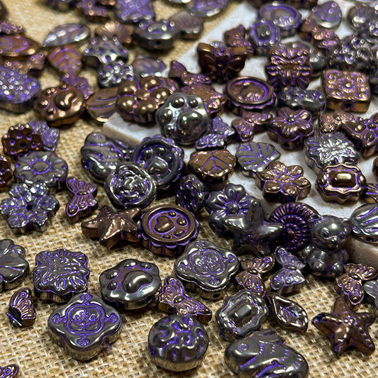 New!🆕🏛️[B170] Antique Purple Glass Beads Charms