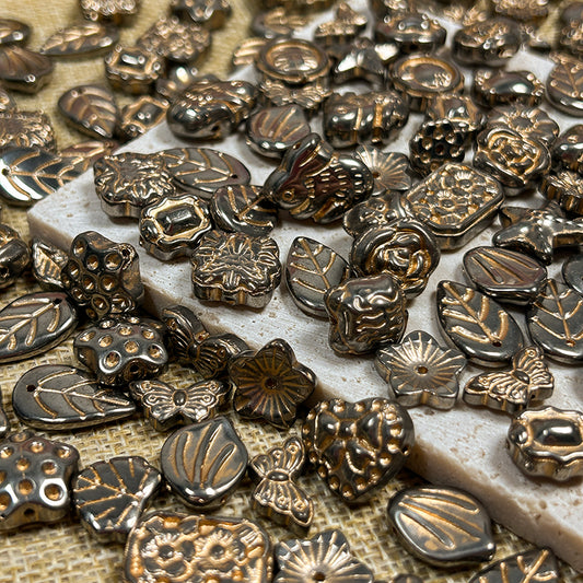 New!🆕🏛️[B169] Antique Bronze Glass Beads Charms