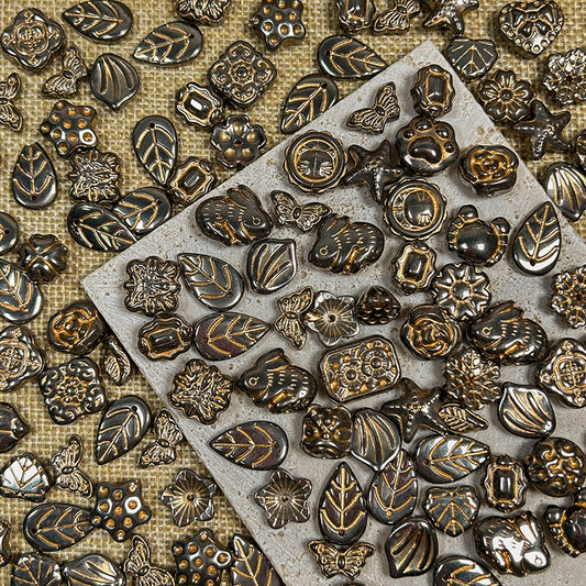 New!🆕🏛️[B169] Antique Bronze Glass Beads Charms