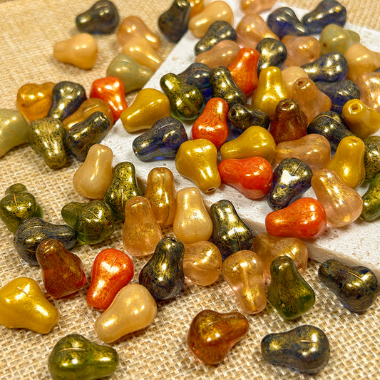 New!🆕[B172] Autumn Pears Glass Beads Charms