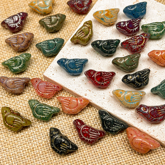 🐦[B184] Vintage Bird Glass Beads