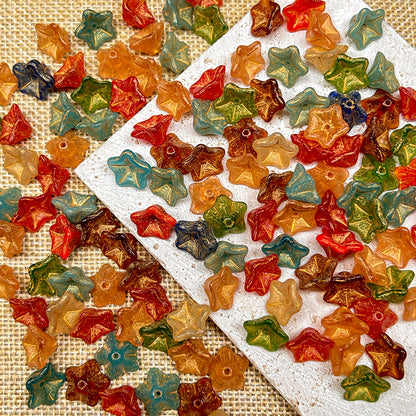 🌺[B185] Vintage Morning glory Glass Beads