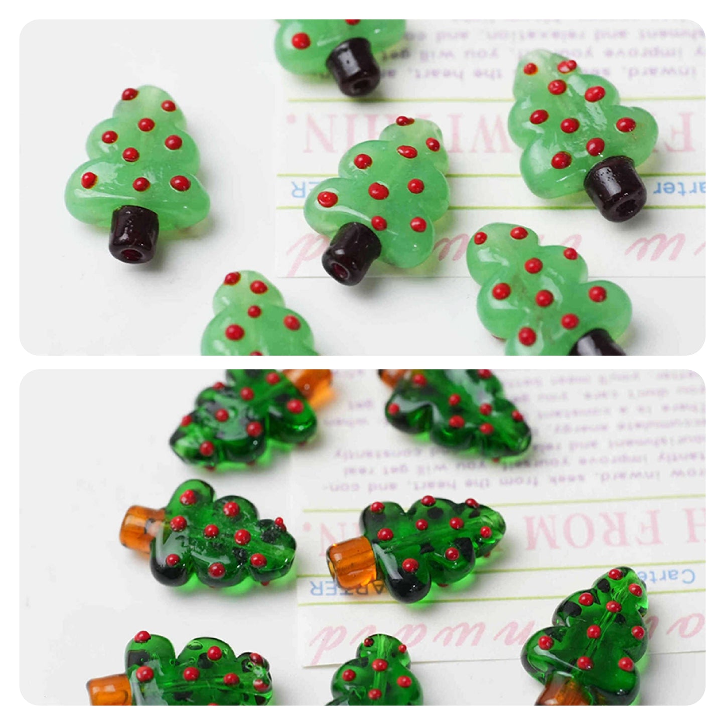 🎄[E150] Glass Christmas Tree Beads Charm