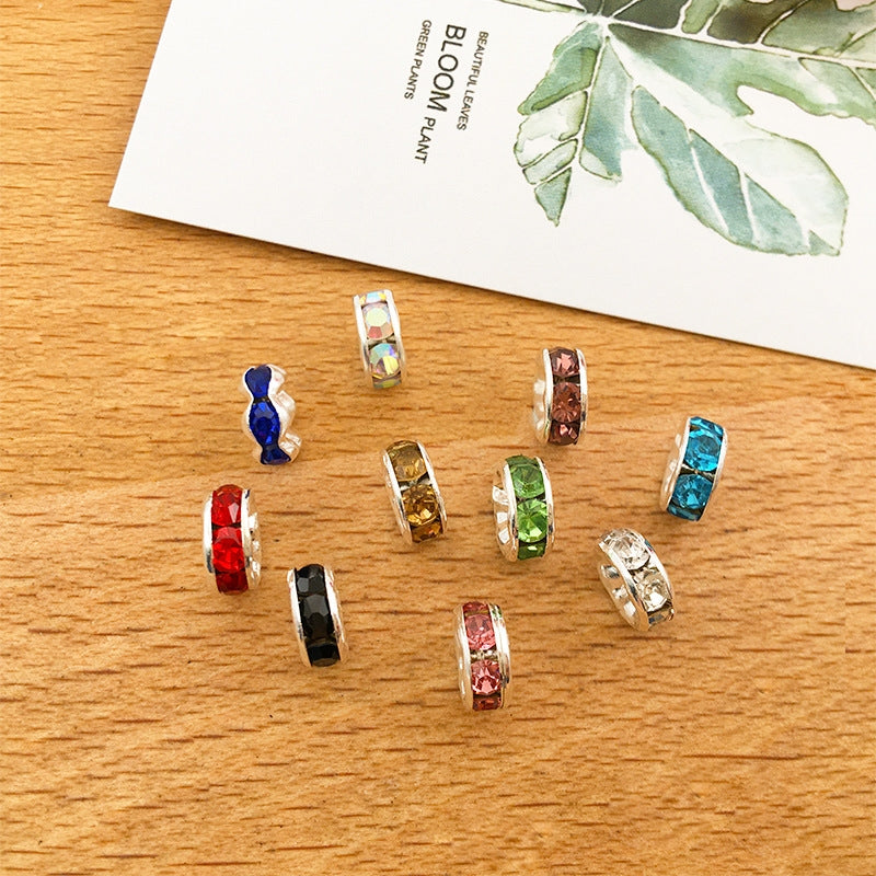 [E140] Rhinestione-embellished Rondelle Spacers