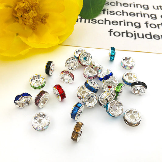[E140] Rhinestione-embellished Rondelle Spacers