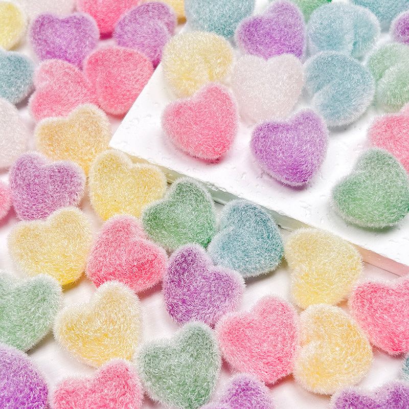 💛💜🩷New!🆕[B190] Acrylic Fluffy Heart Beads