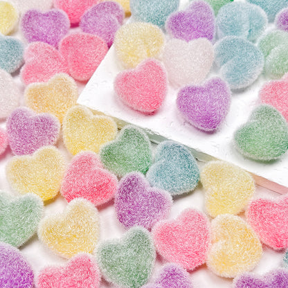 💛💜🩷New!🆕[B190] Acrylic Fluffy Heart Beads