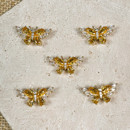 🦋New!🆕[E165] Cubic Zirconia Copper Butterfly Charm With Multiple Holes