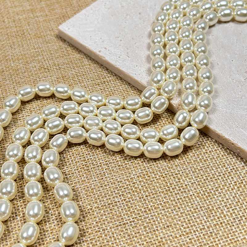 🪷New!🆕[B219] 8*10mm Barrel Shape Glass Pearl Beads