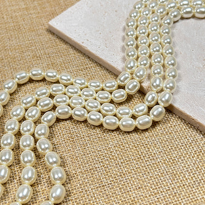 🪷New!🆕[B219] 8*10mm Barrel Shape Glass Pearl Beads