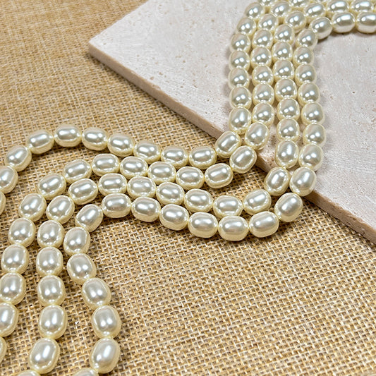 🪷New!🆕[B219] 8*10mm Barrel Shape Glass Pearl Beads