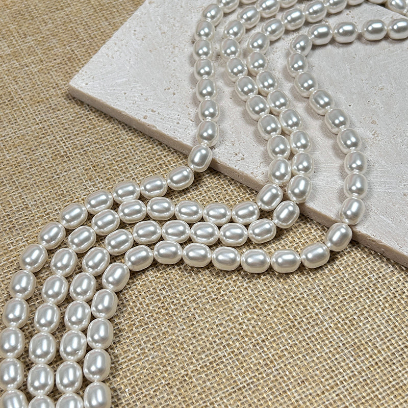 🪷New!🆕[B219] 8*10mm Barrel Shape Glass Pearl Beads