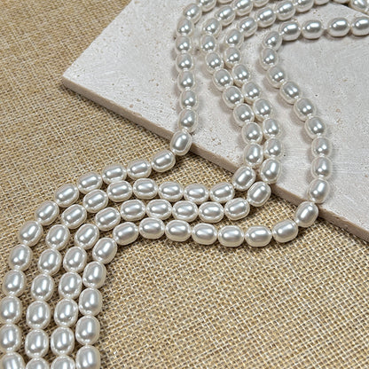 🪷New!🆕[B219] 8*10mm Barrel Shape Glass Pearl Beads