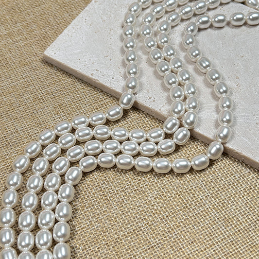 🪷New!🆕[B219] 8*10mm Barrel Shape Glass Pearl Beads