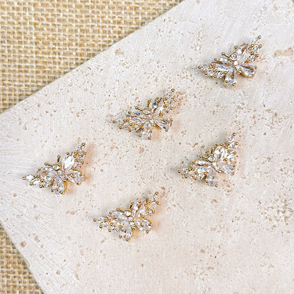 🦋New!🆕[E165] Cubic Zirconia Copper Butterfly Charm With Multiple Holes