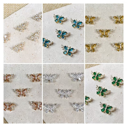 🦋New!🆕[E165] Cubic Zirconia Copper Butterfly Charm With Multiple Holes