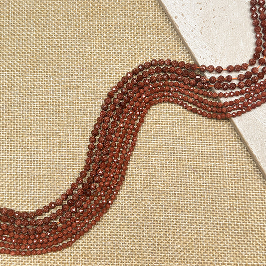 New!🆕[B232] 3-4mm Gold&Blue Sandstone Faceted Beads