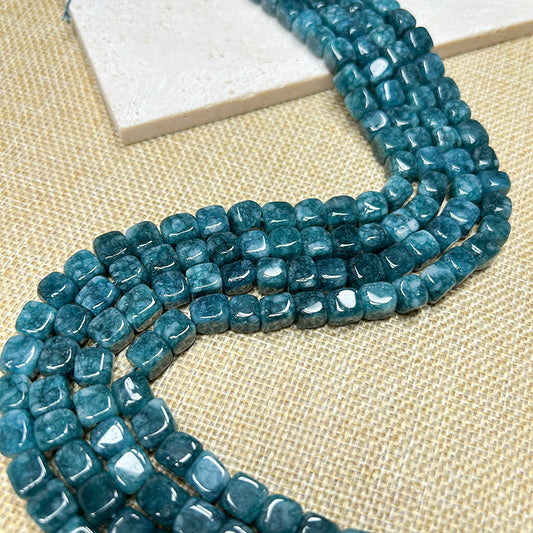 New!🆕[B247] 8mm Blue Chalcedony Cube Beads String (Stone)