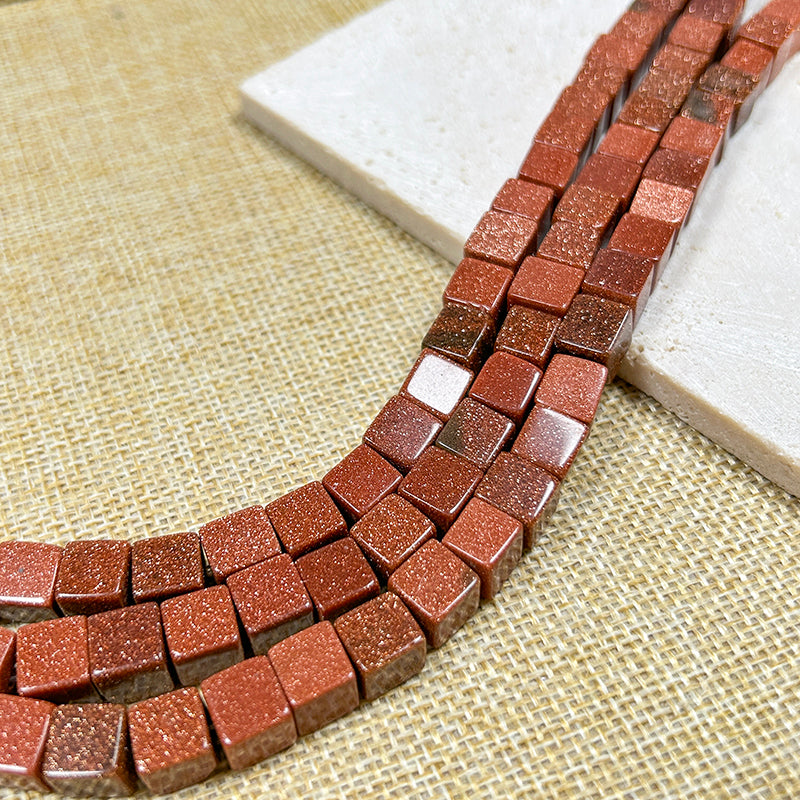 New!🆕[B254] 8mm Orange Sandstone Cube Beads