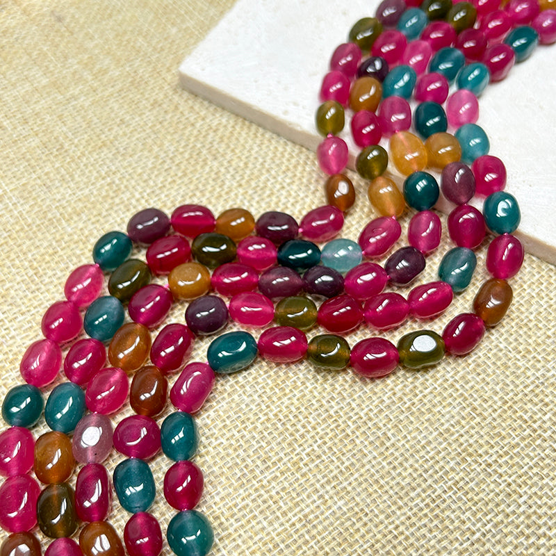 New!🆕[B259] Colorful Chalcedony Pebble Beads (Natrural Stone)