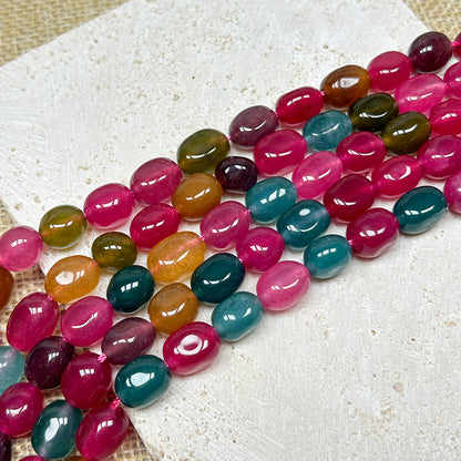 New!🆕[B259] Colorful Chalcedony Pebble Beads (Natrural Stone)
