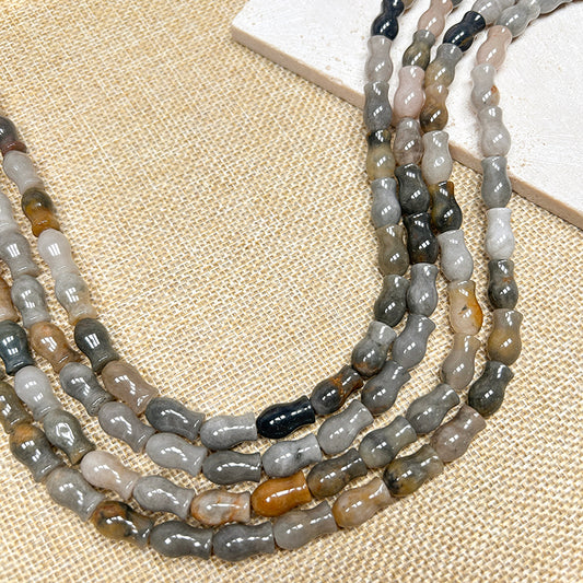 New!🆕[B270] 8*14mm Natrual Jade Vase Beads String (Stone)