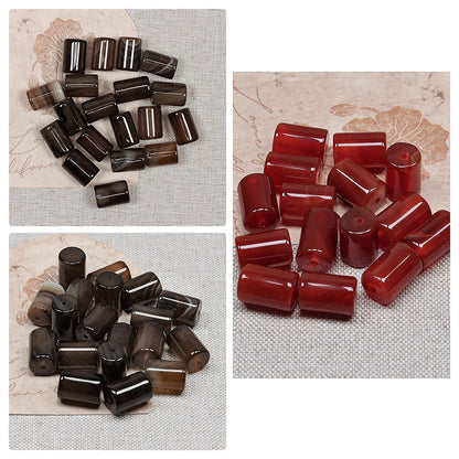 New!🆕[B267] 8*11mm Carnelian & Agate Cylindrical Beads (Natrural Crystal, Stone)