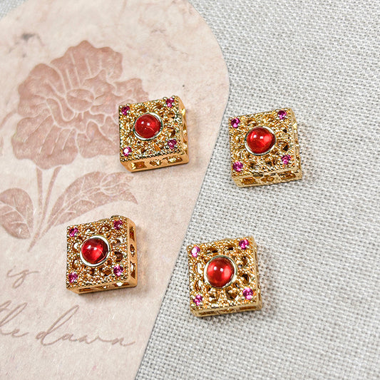 New!🆕[E209] Carnelian Copper Charm With Multiple Holes