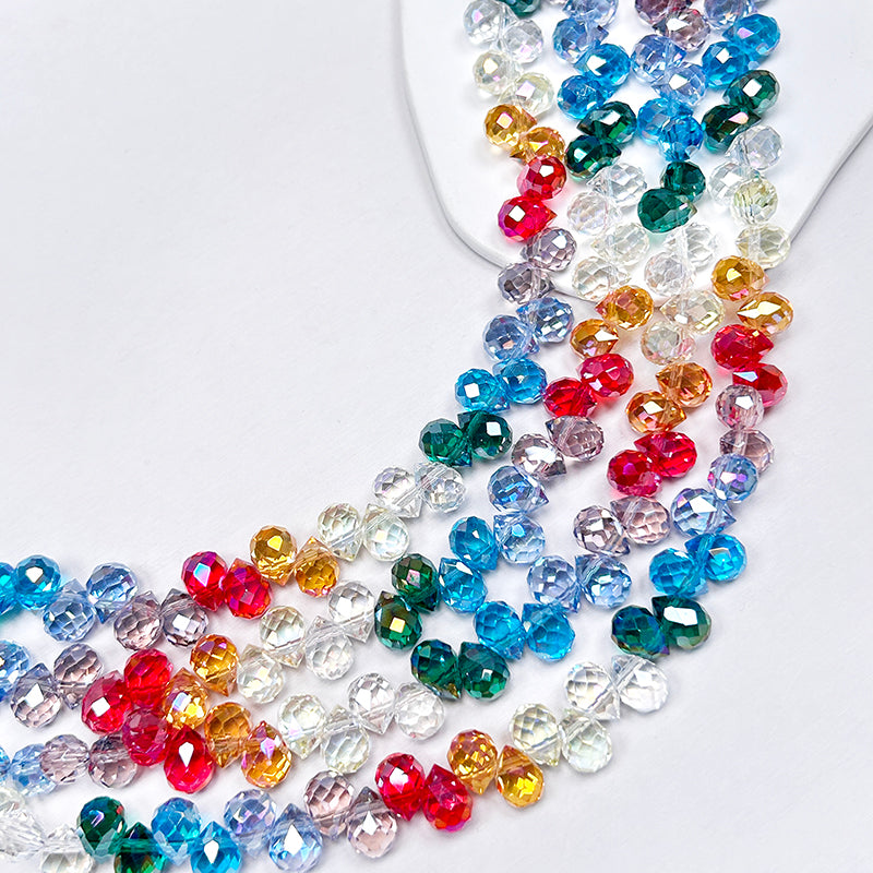New!🆕[B294] Rainbow Faceted Waterdrop Crystal Glass Beads
