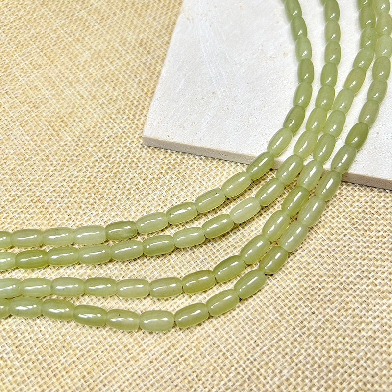 New!🆕[N105] 6*10mm Green Chalcedony Barrel Beads (Natrural Stone,Crystal)