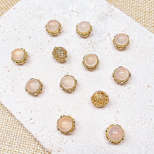 New!🆕[N108] Peach Agate Copper Charm With Multiple Holes