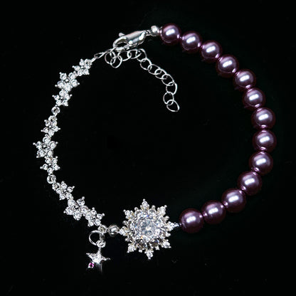 [E236] Copper CZ Snowflake Charm With Multiple Holes