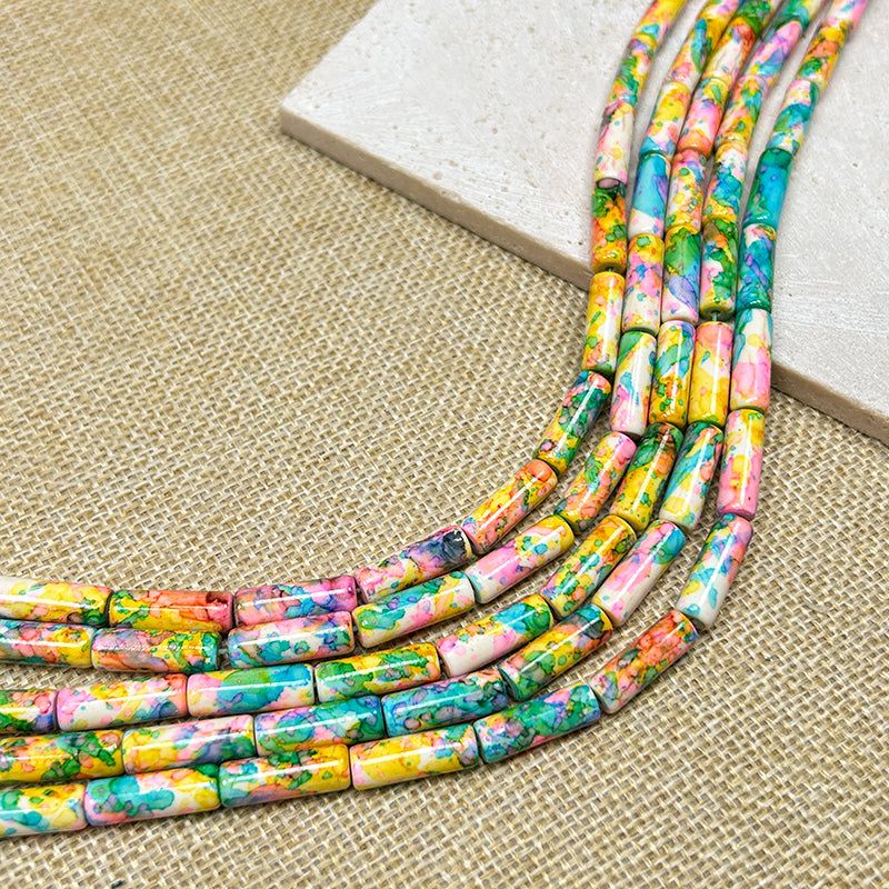 [B312] 6*17mm Colorful Tube Beads(Synthetic Shell)