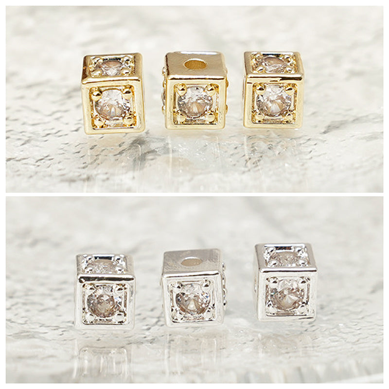 [E245] Copper CZ Cube Beads
