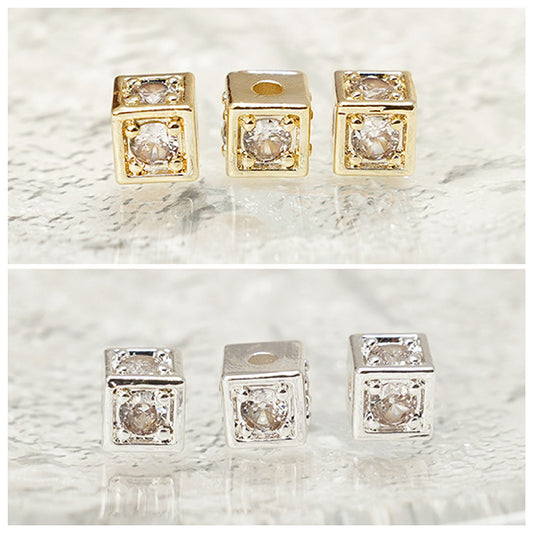 [E245] Copper CZ Cube Beads