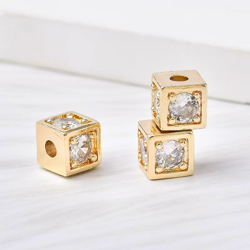 [E245] Copper CZ Cube Beads