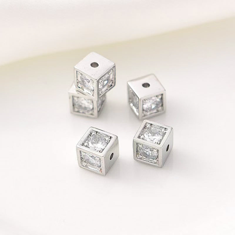 [E245] Copper CZ Cube Beads
