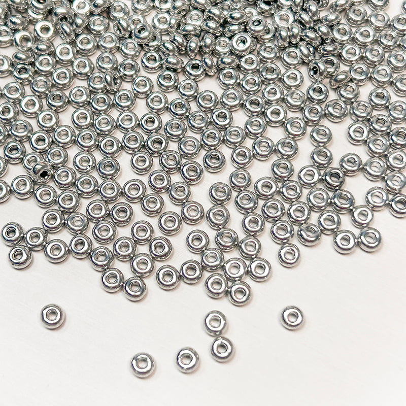 🍩[S335] 3mm Glass Metallic Color Donut Beads