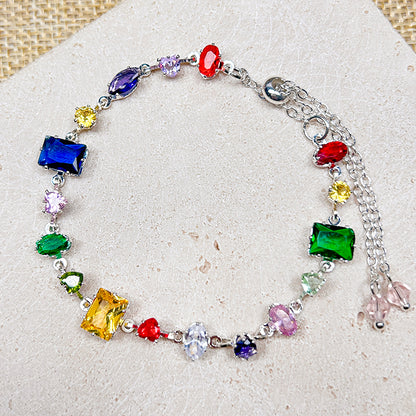 [E265] Silver Plated Copper Cubic Zirconia Charm
