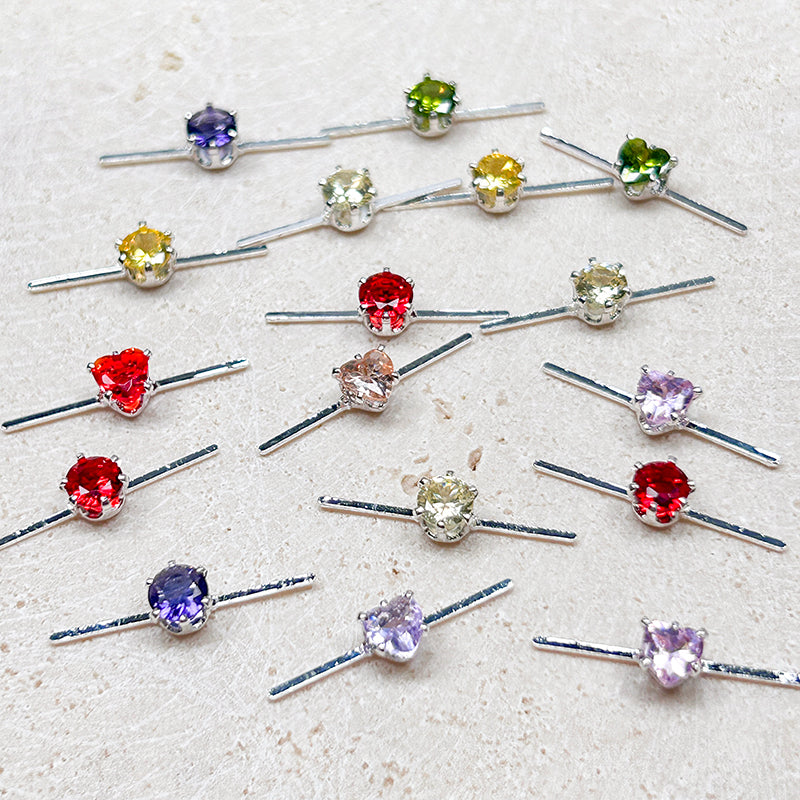 [E265] Silver Plated Copper Cubic Zirconia Charm
