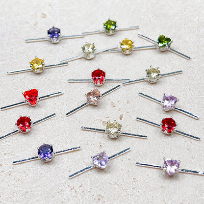 [E265] Silver Plated Copper Cubic Zirconia Charm