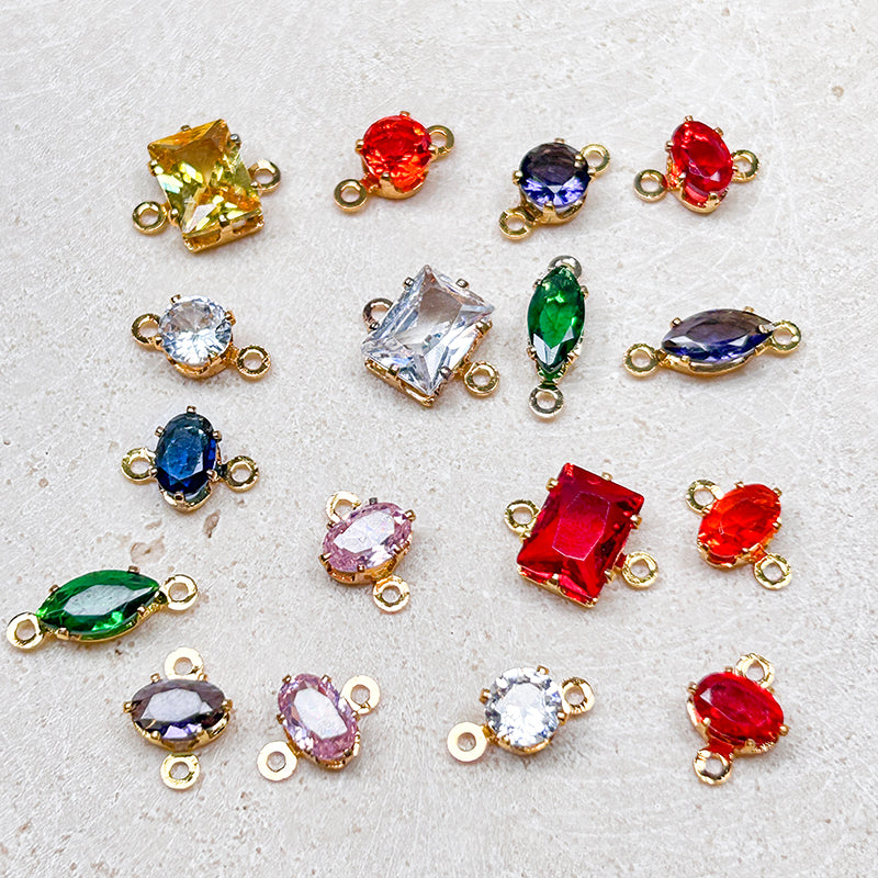 [E264] 18K Gold Plated Copper Cubic Zirconia Charm